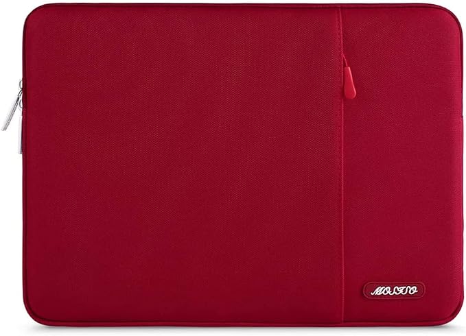MOSISO Laptop Case 16 inch, 15-15.6 inch Laptop Sleeve Compatible with MacBook Pro 16 M4 M3 M2 M1, HP Acer Dell Lenovo ASUS Notebook, Polyester Vertical Computer Sleeve Bag with Pocket, Red