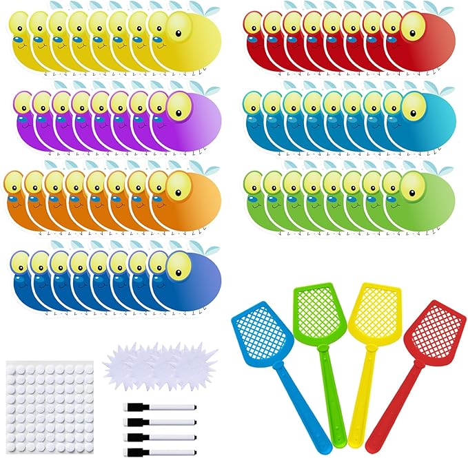 Sight Word Swat 56 Pcs Fly Dry Erase Cards 4 Fly Swatters Kids Educational Toys Sight Word Games Board Games Interactive Toys for Toddler