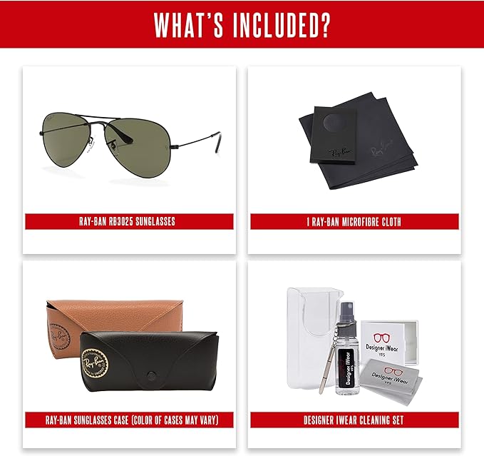 Ray-Ban RB3025 Metal POLARIZED Aviator Sunglasses For Men For Women +BUNDLE with ACCESSORY EYEWEAR KIT