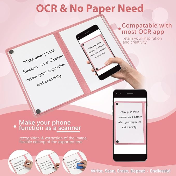 6 Sides Dry Erase Notebook Portable Whiteboards Notebook 9"x6"(a5) Small Reusable Whiteboard Notepad Foldable Anti-ghosting Surface, Travel White Board for Office Study Meeting Planning