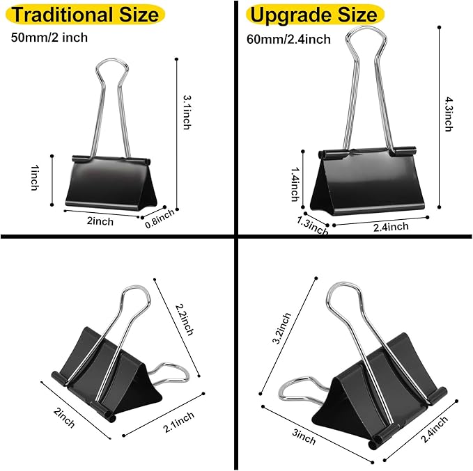 Ufmarine Extra Large Binder Clips 2.4 Inch Length, Jumbo Binder Clips for Office (48 Pcs)