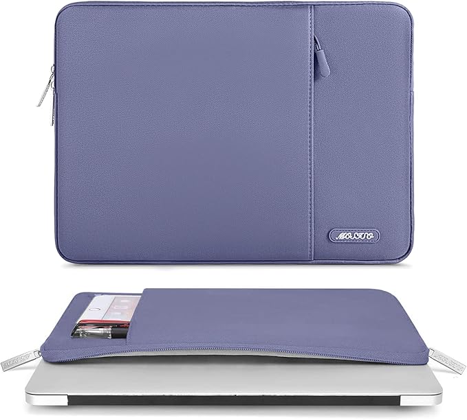 MOSISO Laptop Case 13.3 inch, 13-13.3 inch Laptop Sleeve Compatible with MacBook Air/Pro 13/Pro 14 M5 M4 M3 M2 M1, HP Dell ASUS Lenovo,Polyester Vertical Computer Sleeve Bag with Pocket, Lavender Gray