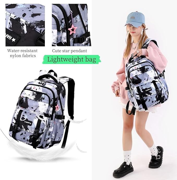 3Pcs Backpack for Girls Kids Backpacks with Lunch Box Elementary Middle High School Backpacks Students Bookbag Set School Bags for Teens Girls (Pink)