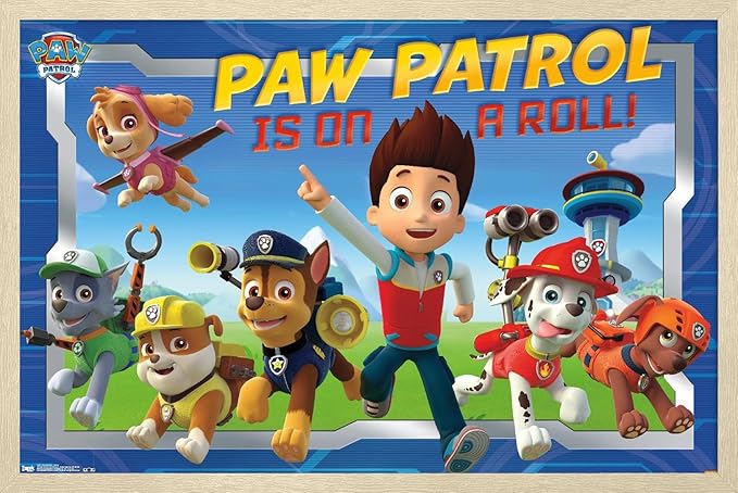 Nickelodeon Paw Patrol - Crew Wall Poster, 34L" x 22.4W", Blonde Framed Version