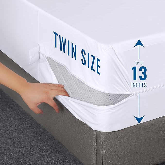 Utopia Bedding Mattress Protector Zippered Twin Size (Pack of 10), 100% Waterproof Bed Bug and Dust Mite Proof Mattress Encasement, Absorbent 6 Sided Mattress Cover