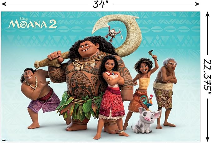 Disney Moana 2 - Group Wall Poster, 34L" x 22.4W", Unframed Version