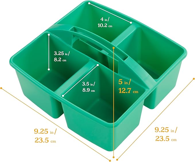 ECR4Kids 4-Compartment Medium Plastic Caddy, Multipurpose Organization, Contemporary, 6-Pack
