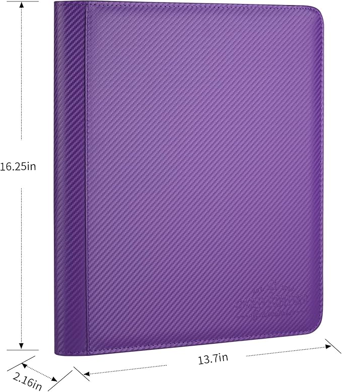 Toploader Binder,Toploader Hard Cases, 9-Pocket Pages Sleeves Hold up 288 Cards.Toploader Card Binder with Sleeves for “3×4” rigid，Card Holder(purple)