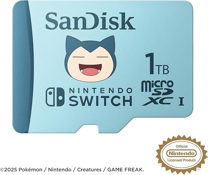 SanDisk 1TB microSDXC Card Licensed for Nintendo Switch, Pokémon Snorlax Edition, Made for Nintendo Switch, OLED, and Lite - SDSQXAO-1T00-GN6ZK,