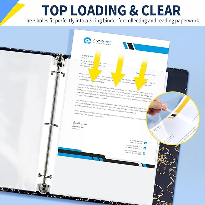 SUNEE Sheet Protectors 600 Packs for 3 Ring Binder, 8.5x11 Clear Plastic Page Sleeves for Paper, Documents, Certificate, Sheet Music, Recipe, File