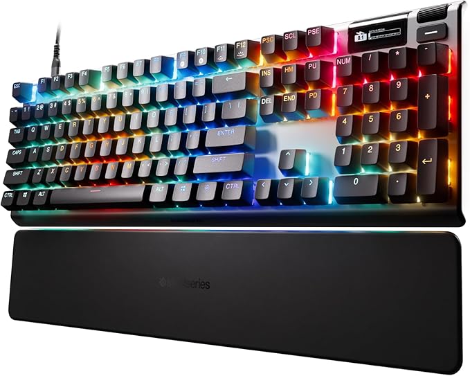 SteelSeries Apex Pro Gen 3 OmniPoint 3.0 HyperMagnetic Switches Adjustable Actuation Rapid Trigger Game-Ready Presets Protection Mode Rapid Tap/SOCD OLED RGB PBT Keycaps USB-C (Renewed)