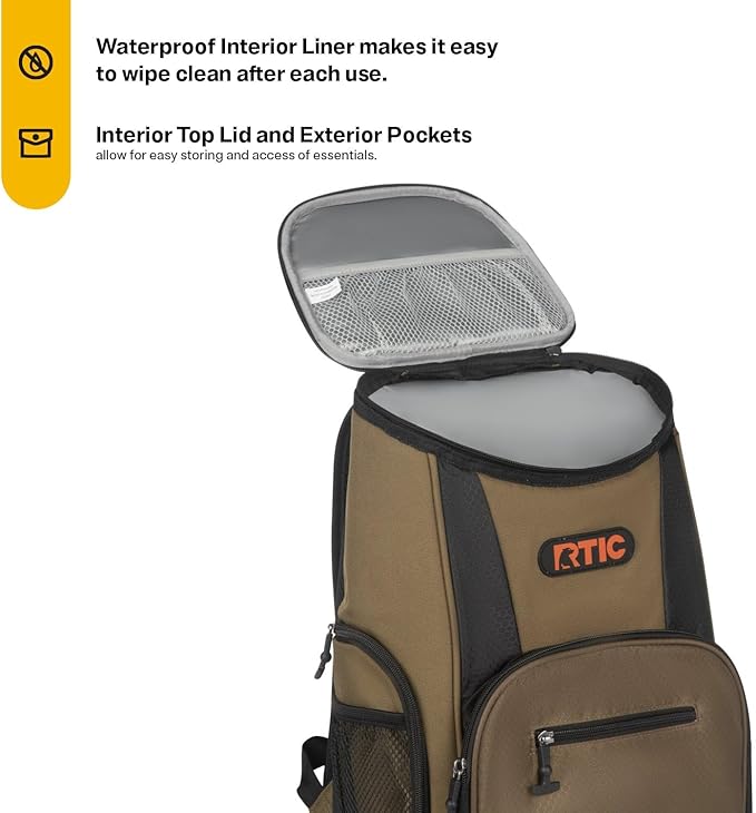 RTIC 15 Can Lightweight Backpack Cooler Soft Insulated Portable Bag for Lunch, Beach, Drink, Beverage, Travel, Camping, Picnic, Car, Hiking,