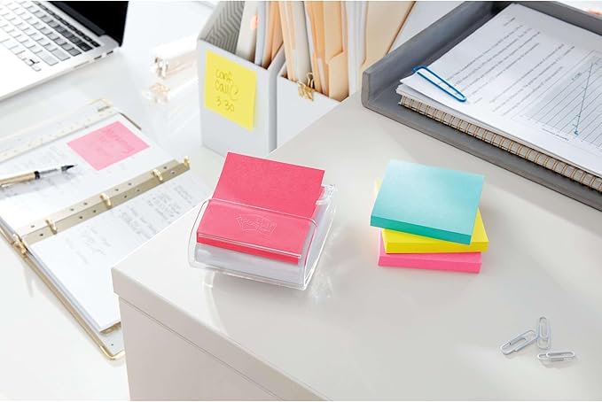 Post-it Super Sticky Dispenser Pop-up Notes, 10 Sticky Note Pads, 3 x 3 in., 2X The Sticking Power, New Year Organization or Second Semester School Supplies, Supernova Neons Collection