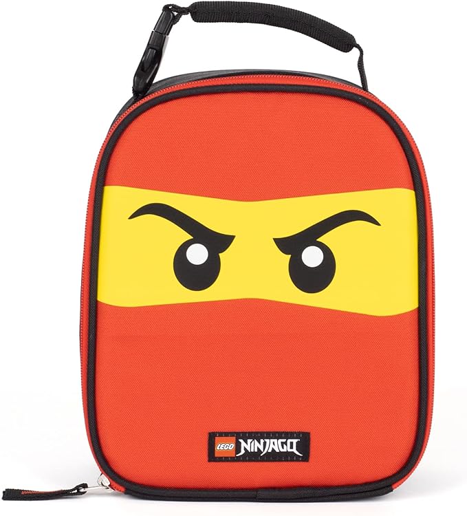LEGO NINJAGO Lunch Box, Insulated Soft Reusable Lunch Bag Meal Container for Boys and Girls, Perfect for School, or Travel, Meal Tote to Keep Food and Drinks Cold, Future Red