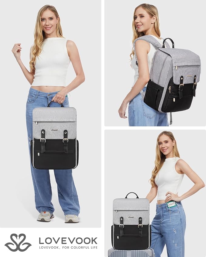 LOVEVOOK Travel Laptop Backpack Purse for Women Fashion Vintage Computer Backpack 15.6 Inch Large Teacher Nurse Backpack Casual Daypack for Business Work College