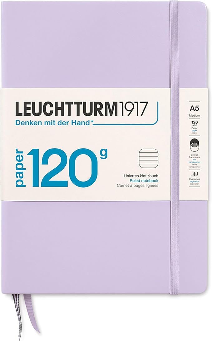 LEUCHTTURM1917 - 120G Special Edition - Medium A5 Ruled Hardcover Notebook (Lilac) - 203 Numbered Pages with 120gsm Paper