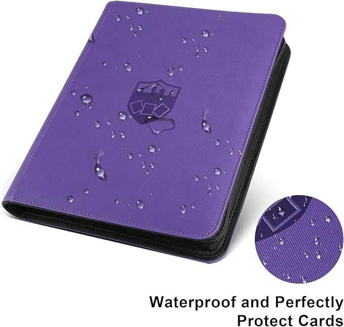 Trading Card Binder 9 Pocket, GERMUN PU Cover Card Binder for 360 Cards, Premium Trading Card Holder Folders, Double Sided Pocket Card Album for MTG, TCG (Purple)