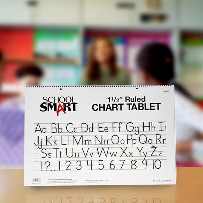 School Smart-85337 Chart Tablet, 24 x 16 Inches, 1-1/2 Inch Skip Line, 25 Sheets - White (Pack of 4)