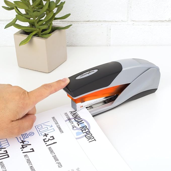 Swingline Stapler,25 Sheet Capacity,Optima 25,Jam Free,Reduced Effort,Soft Grip,Orange and Gray (66402),(Pack of 6)