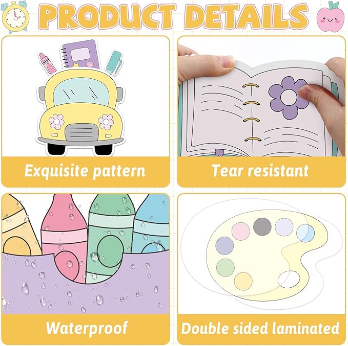 Back to School Bulletin Board Decorations Composition Notebook Bulletin Board Set Colorful Notebook Pencil Paper Cutouts Hooray You're Finally Here for First Day of School Classroom Decor Supplies