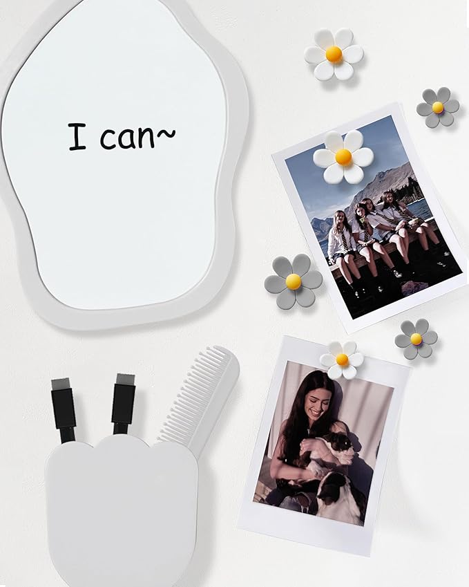 KEYDUACU 12 pcs Girls Locker Accessories, Locker Decorations Including Mirrors, whiteboards, Magnets and organizing Supplies. Ideal for Back-to-School Essentials and The Office (12 pcs-Light Gray)