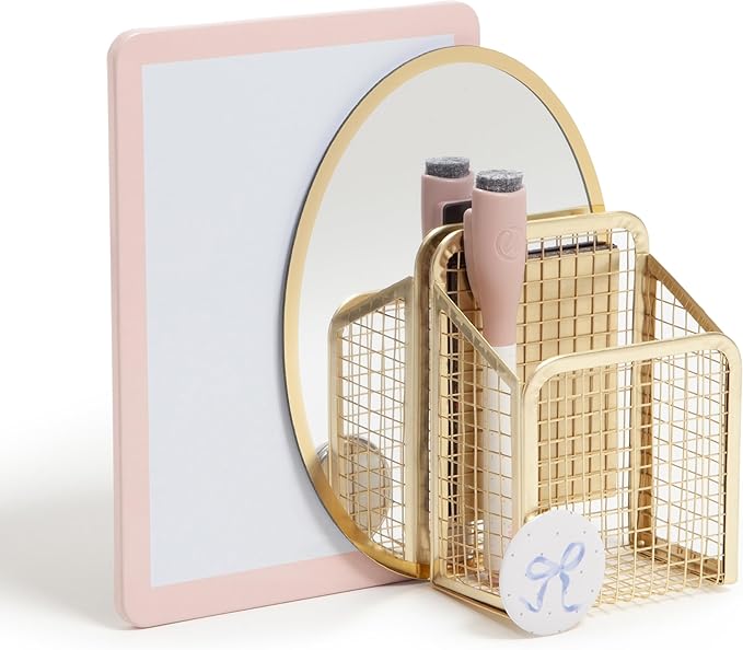 U Brands Magnetic Locker Accessories and Decorating Kit, 5 Piece Set, Locker Organizer, Back to School Essentials, Pink Charming Coquette, Whiteboard, Mirror, and more
