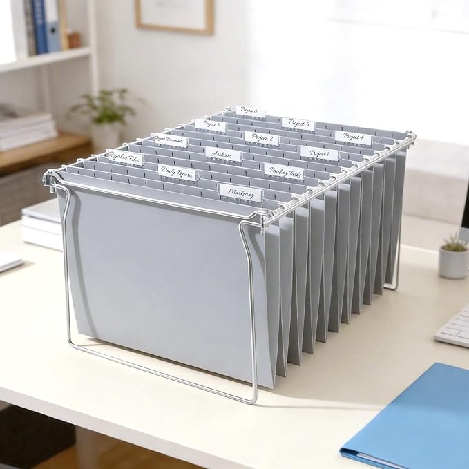 SUNEE 25 Pack Hanging File Folders, Gray Folders, Hanging File Folders Letter Size with 1/5-cut Tabs, Stay Organized for Your Home and Office Bulk File and Documents