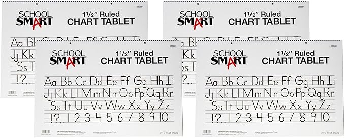 School Smart-85337 Chart Tablet, 24 x 16 Inches, 1-1/2 Inch Skip Line, 25 Sheets - White (Pack of 4)