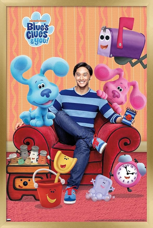 Nickelodeon Blue's Clues - Group Wall Poster, 34L" x 22.4W", Gold Framed Version