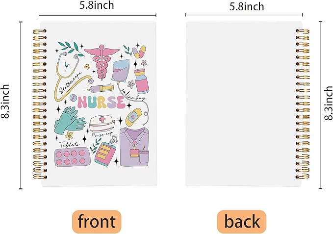 Nurse Notebook Journal, Nurse Gifts for Women, Nurse Graduation Gift, Nurse Practitioner Gifts, Registered Nurse Gifts, Nurse Appreciation Gifts, Preppy Nurse Spiral Notebook 5.5x8.3 Inch