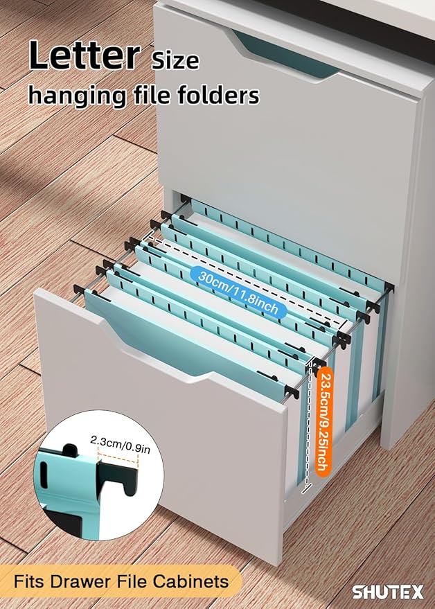 Extra Capacity Plastic Hanging File Folders,12 Pack Reinforced Hang Folder,Heavy Duty 2 Inch Expansion,Filing Cabinet Folders Letter Size for Bulk Files/Medical Charts(Haze Blue)