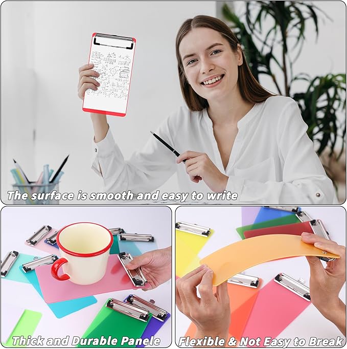 40 Pcs Mini Plastic Clipboards Bulk 20 Assorted Colors 4 x 8 in Kids Clip Board Half Page Clipboard Portable for Restaurant School Waitress Guest Server Books Menu Holder