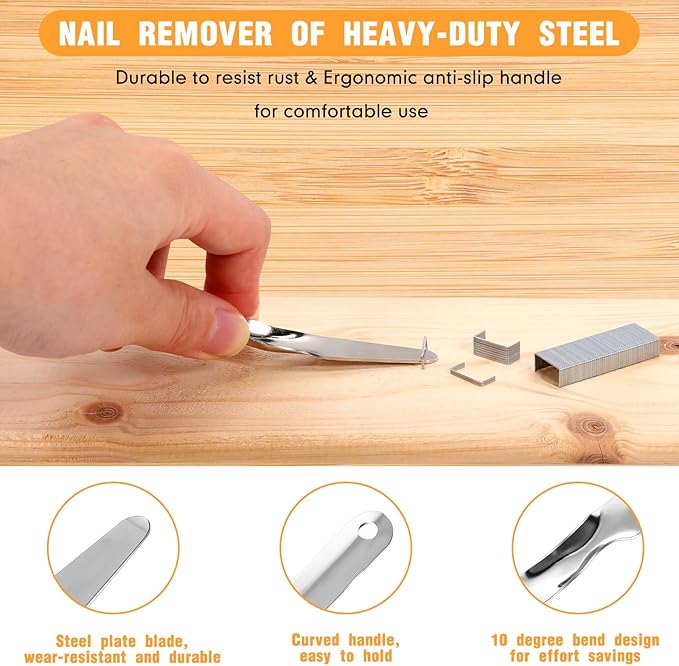 Zonon 6 Pcs Office Staple Remover Tools No Tear Push Style Staple Puller Stainless Steel Flat Staplers for Office Home Business, Silver