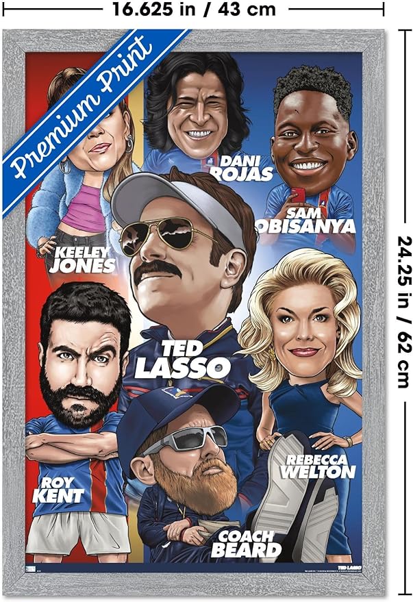 Ted Lasso - Character Grid Wall Poster, 22.4L" x 14.7W", Gray Framed Version
