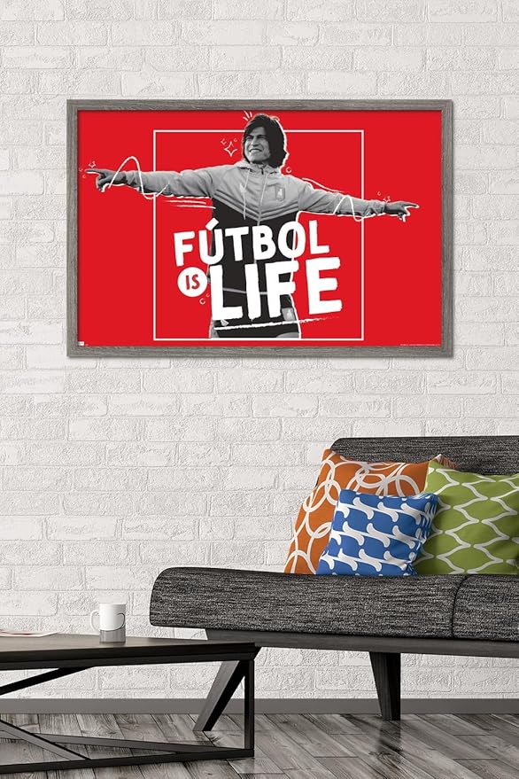 Ted Lasso - Futbol is Life Wall Poster, 34L" x 22.4W", Barnwood Framed Version