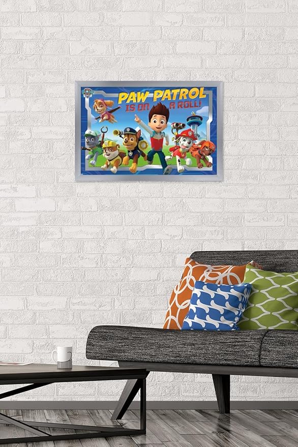 Nickelodeon Paw Patrol - Crew Wall Poster, 22.4L" x 14.7W", Silver Framed Version