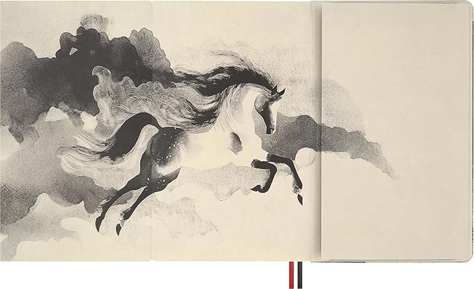 Moleskine Limited Edition Year of the Horse 2026 Calligraphy Notebook in Gift box, Hard Cover, Large (5" x 8.25") Ruled/Lined, Light Grey, 176 pages
