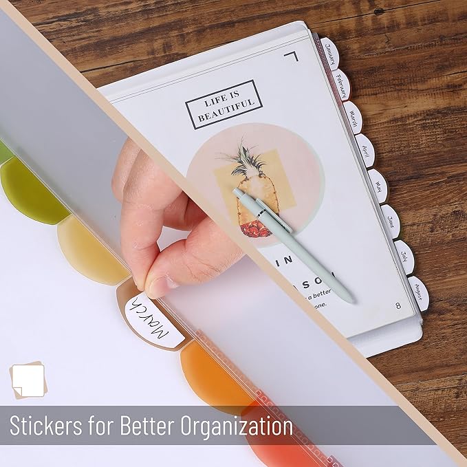 Mr. Pen- Clear Sheet Protectors with Tabs, 8 Tabs, 2 Sets, Clear Plastic Dividers for 3 Ring Binder, Insertable Index Page Divider Multicolor Tabs