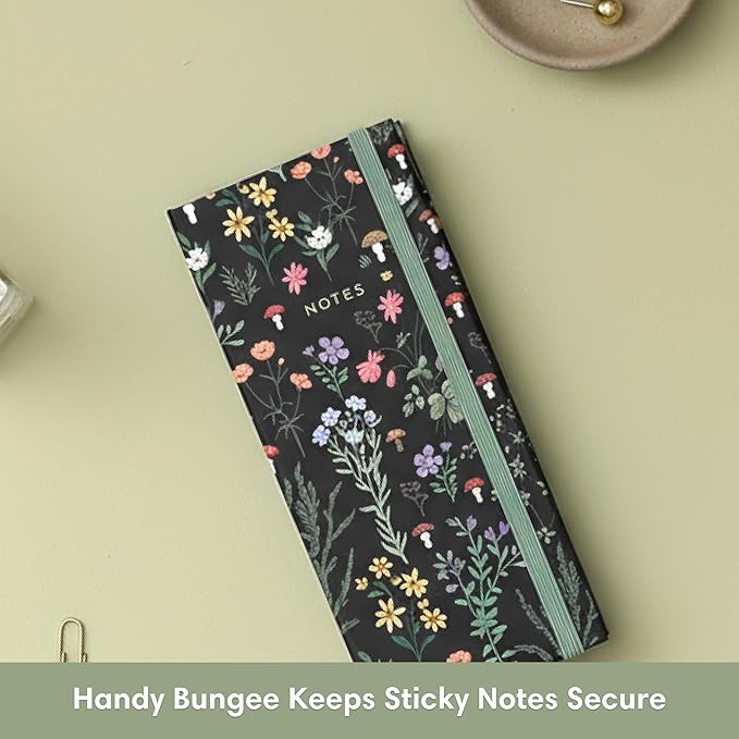 Blue Sky Sticky Notes Folio with List Pad, Undated, Glued Binding with Bungee Closure, Portable to-Do List and Note Organizer (Kimmy Matte, 6.81" x 2.95")