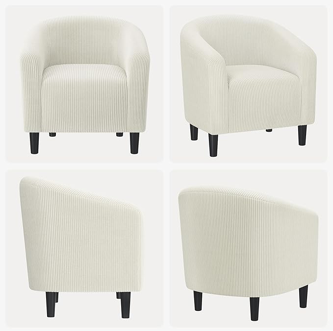 Yaheetech Barrel Chairs, Furry Accent Chairs with Soft Padded Armrest for Living Room Bedroom Waiting Room Office, Set of 2, Beige