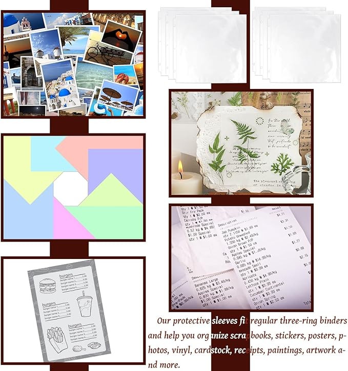 Vmiapxo 100 Pack Scrapbook Refill Pages 12x12 Inch, Clear Page Protectors Fit 3 Ring Scrapbooking Binder & 12 x 12 Photo Album, Heavyweight Plastic Protective Sleeves, Sheet Protectors