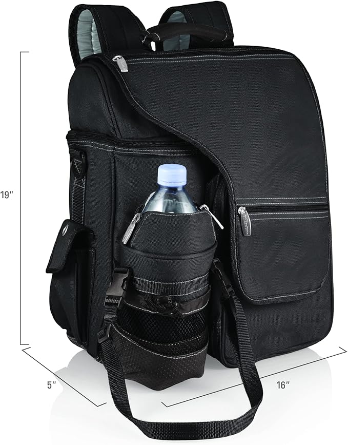 ONIVA Picnic Time Turismo Backpack Cooler With Water Bottle Carrier, Soft Cooler Travel Bag (Black)