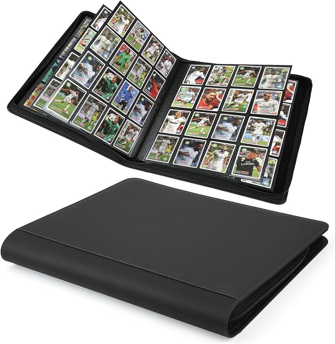 PU Card Binder - 16 Pocket, Premium Holder Folders for 1000+ Cards, Double Sided Pocket Album for MTG, TCG (Black)