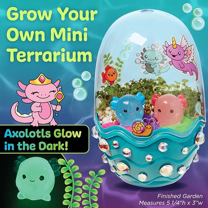 Creativity for Kids Mini Garden: Axolotl Terrarium - STEM Science Kit for Kids, Axolotl Arts and Crafts, Gifts Easter Basket Stuffers and DIY Girls Toys (Age 6+)
