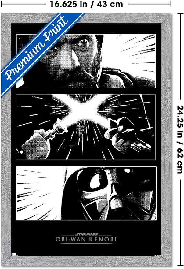 Trends International Star Wars: Obi-Wan Kenobi - Panels Wall Poster, 22.4L x 14.7W, Gray Framed Version