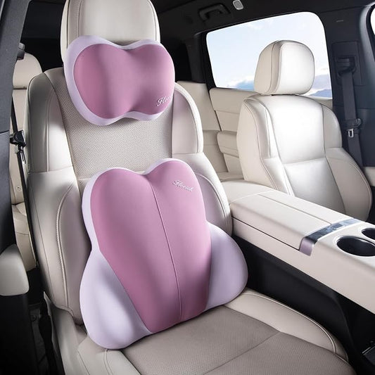 FLORICH Lumbar Support with Car headrest Back Pillow for Chairs Headrest Pillow for Car Ergonomic Ultrathick Memory Foam Back Pillow for Office Chair (Purple)