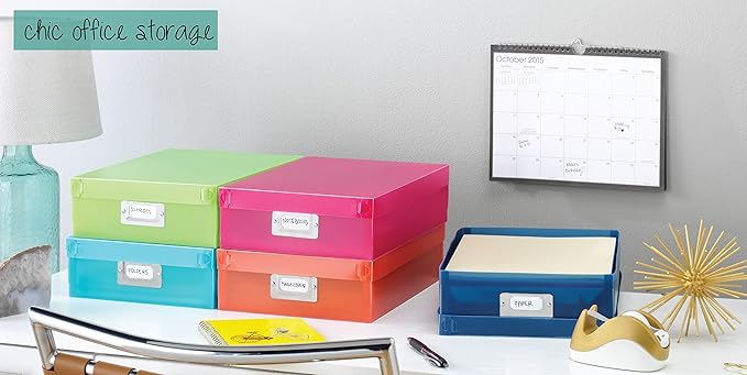 Whitmor Plastic Document Boxes Assorted Colors Set of 5