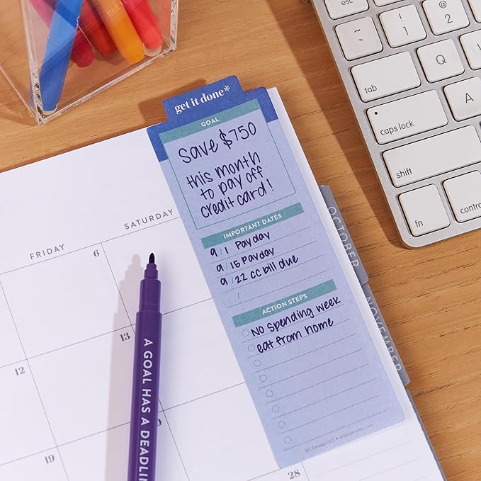 Erin Condren Goal Setting Bookmark Sticky Notes, Bookmark with Goal Setting Sticky Notes