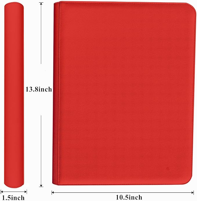 9-Pocket Zippered Trading Card Binder, 864 Pockets Double-Sided Side-Loading Card Organizer Album, PU Leather Card Holder Protector for MTG, TCG, Sports Cards (Red)
