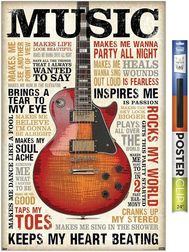 Trends International Music Inspires Me Wall Poster, 22.375" x 34", Premium Poster & Clip Bundle